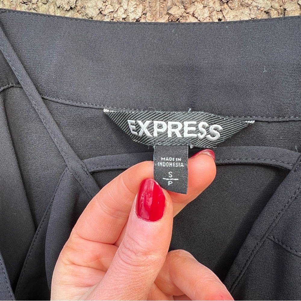 Express Black Chiffon Button Down Front Spaghetti… - image 4